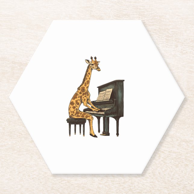 Niedliche Giraffe Piano Giraffen Musikermusik Untersetzer (Vorderseite)