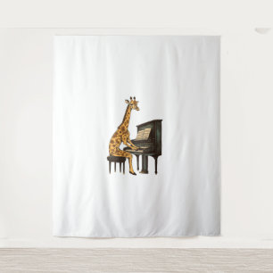 Niedliche Giraffe Piano Giraffen Musikermusik Wandteppich