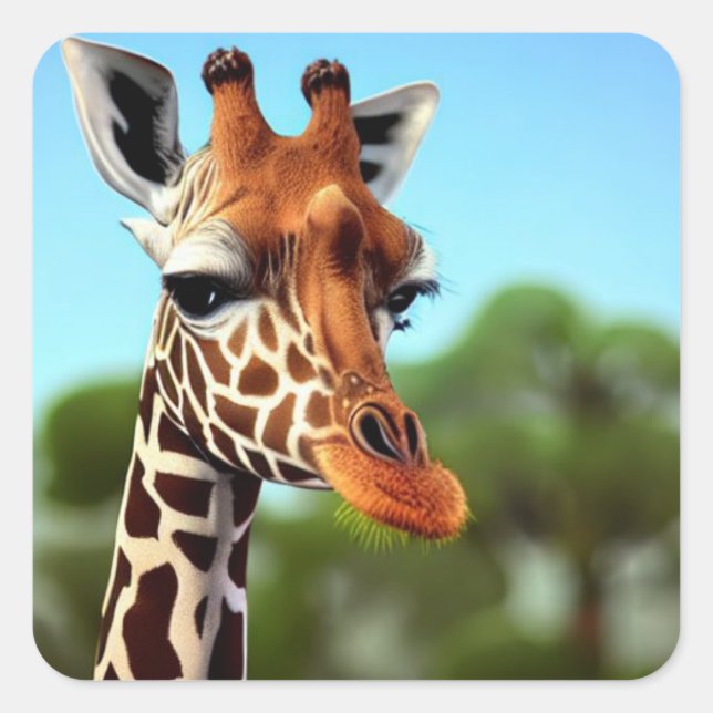 Niedliche Giraffe Quadratischer Aufkleber (Vorderseite)