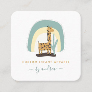 Niedliche Giraffe Rainbow & Cactus Cacti Baby Bout Quadratische Visitenkarte