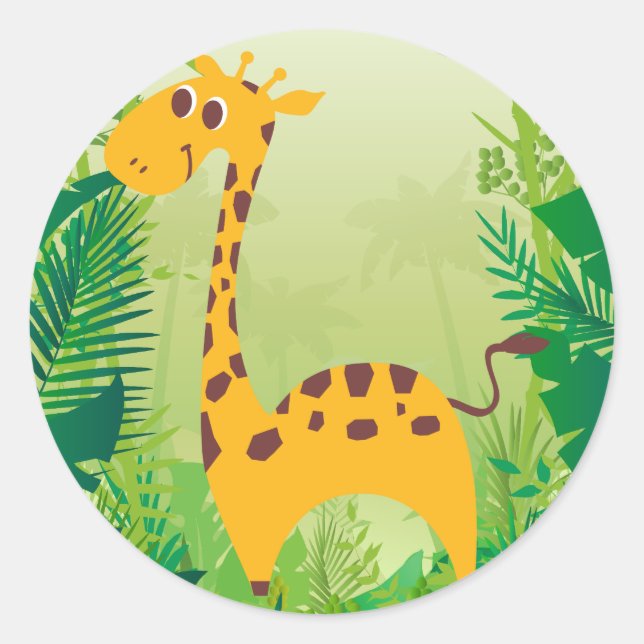 Niedliche Giraffe Runder Aufkleber (Vorderseite)