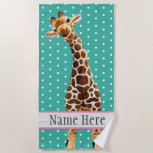 Niedliche Giraffe Safari Jungle Wilder Name Aquama Strandtuch