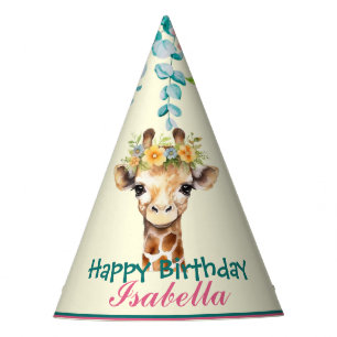niedliche Giraffe Safari Tiere Dschungel Blume Geb Partyhütchen