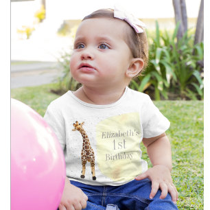 Niedliche Giraffe Safari Wild Yellow 1. Geburtstag Baby T-shirt