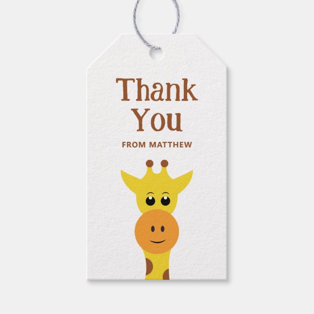 Niedliche Giraffe. Safari Zoo Tier Geburtstag viel Geschenkanhänger (Vorderseite)
