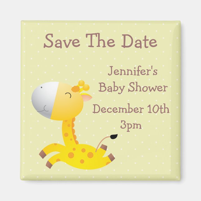 Niedliche Giraffe Save the Date Kinderdusche Magnet (Vorne)