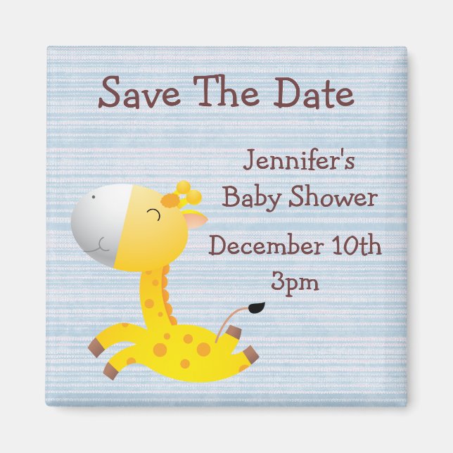 Niedliche Giraffe Save the Date Kinderdusche Magnet (Vorne)