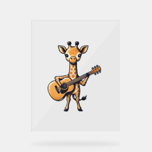 Niedliche Giraffe spielt Gitarre Giraffen Musiker Acrylschild