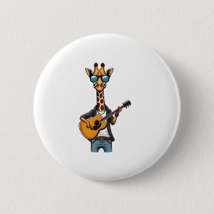 Niedliche Giraffe spielt Gitarre Giraffen Musiker Button