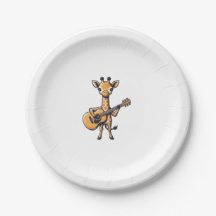 Niedliche Giraffe spielt Gitarre Giraffen Musiker  Pappteller