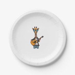 Niedliche Giraffe spielt Gitarre Giraffen Musiker  Pappteller