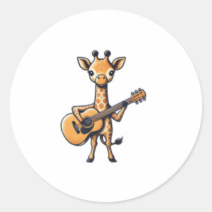 Niedliche Giraffe spielt Gitarre Giraffen Musiker Runder Aufkleber