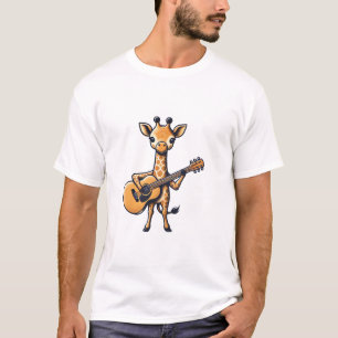 Niedliche Giraffe spielt Gitarre Giraffen Musiker T-Shirt
