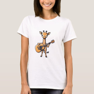 Niedliche Giraffe spielt Gitarre Giraffen Musiker  T-Shirt