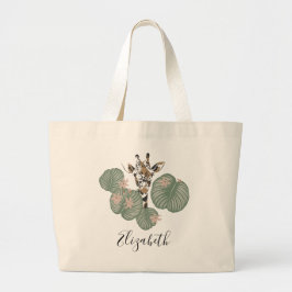 Niedliche Giraffe Tier botanische Vegetation Jumbo Stoffbeutel