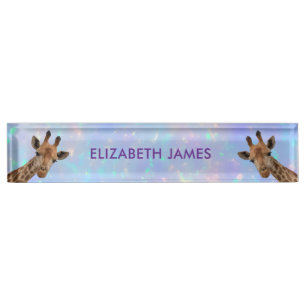 Niedliche Giraffe Tierischer holografischer Person Namensplakette