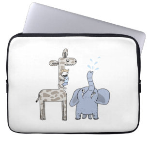 Niedliche Giraffe und Elefant Laptop-Hülle Laptopschutzhülle