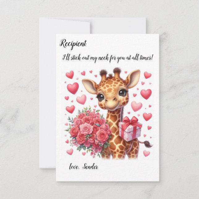 Niedliche Giraffe Valentinstag-Karte Mitteilungskarte (Vorderseite)