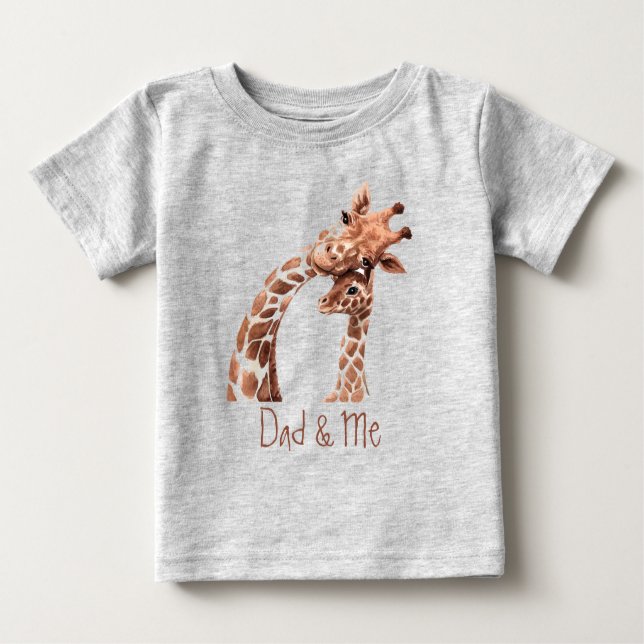 Niedliche Giraffe Vater & Me Baby Bodysuit Baby T-shirt (Vorderseite)