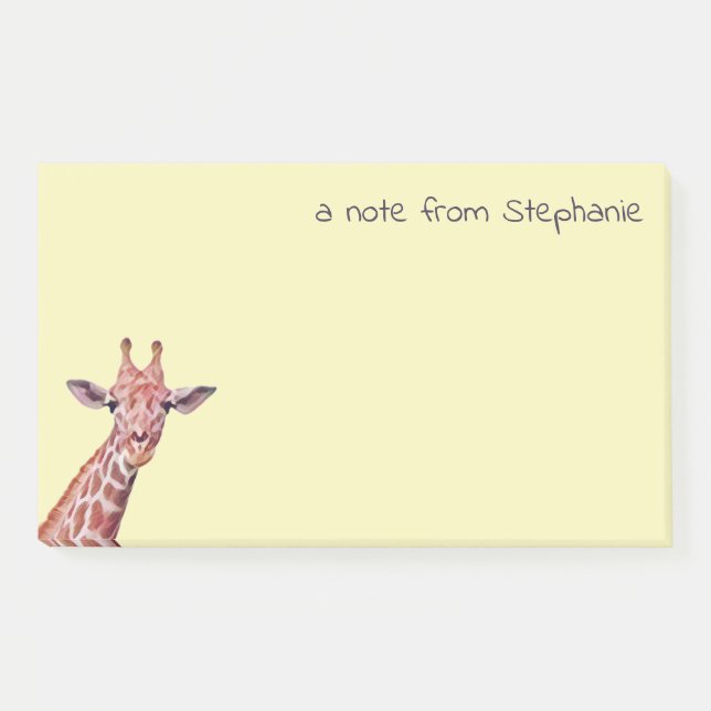 Niedliche Giraffe Wasserfarbe auf gelbem, benutzer Post-it Klebezettel (Vorderseite)