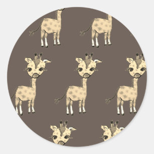 Niedliche Giraffe Wasserfarbe Rustikal Runder Aufkleber