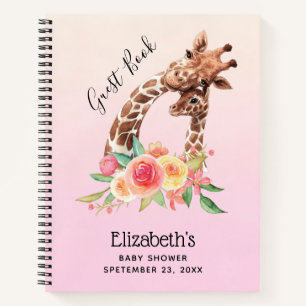Niedliche Giraffe Watercolor Mama & Baby Gästebuch Notizbuch
