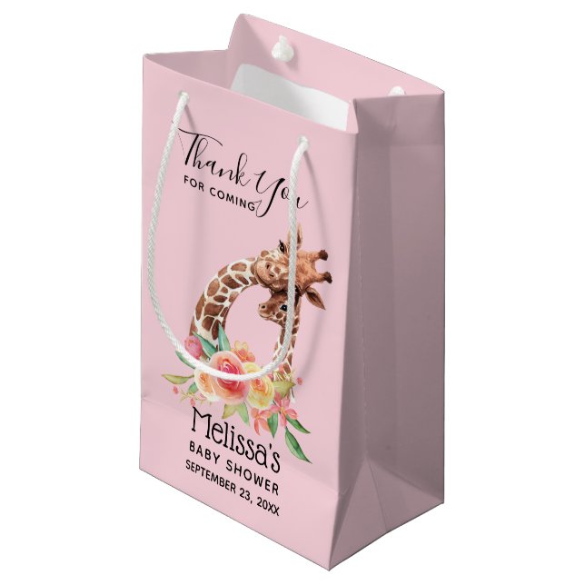 Niedliche Giraffe Watercolor Mama & Baby Vielen Da Kleine Geschenktüte (Vorderseite Schrägansicht)