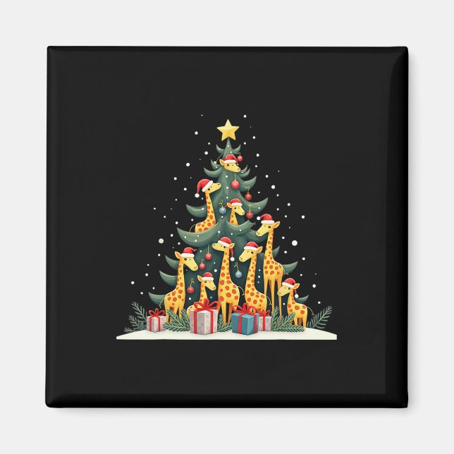 Niedliche Giraffe Weihnachtsbaum Giraffe Liebe Wei Magnet (Vorne)