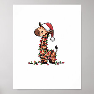 Niedliche Giraffe Weihnachtsbaum Giraffe Liebhaber Poster