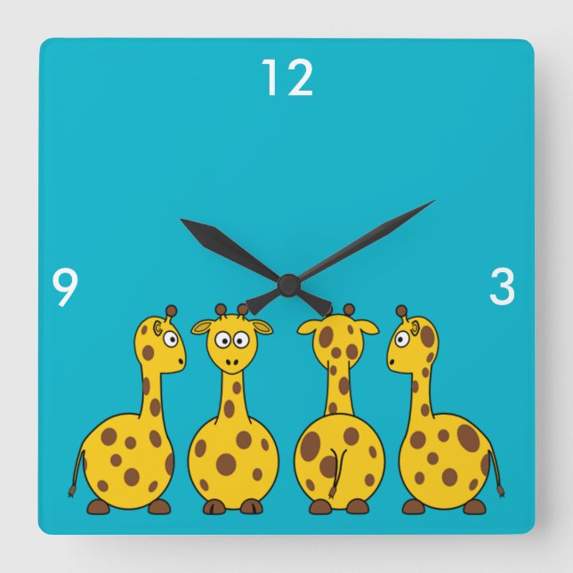 Niedliche Giraffe, wildes Tier Quadratische Wanduhr (Vorderseite)