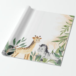 Niedliche Giraffe, Zebra-Blätter Kinderdusche Geschenkpapier