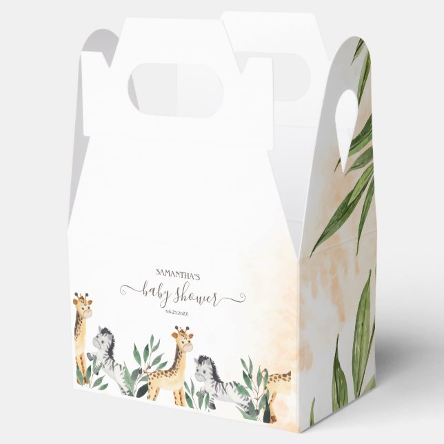 Niedliche Giraffe, Zebra-Blätter Kinderdusche Geschenkschachtel (Geöffnet)