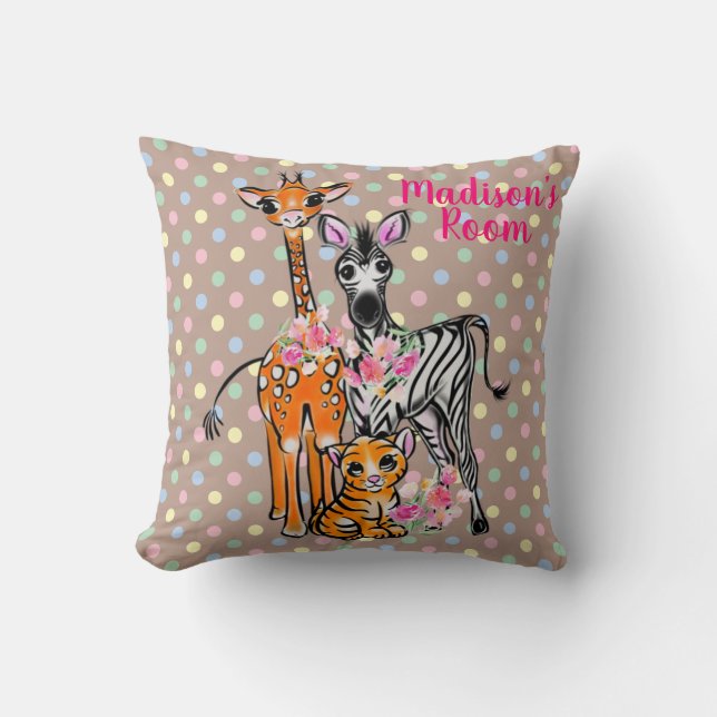 Niedliche Giraffe, Zebra, Tiger | Safari friends T Kissen (Vorderseite)