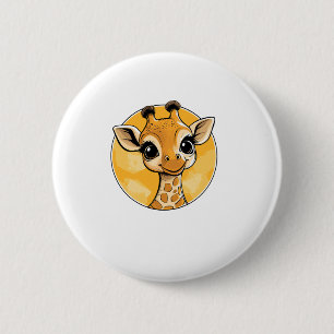 Niedliche Giraffe Zeichnend Cartoon Stil Button