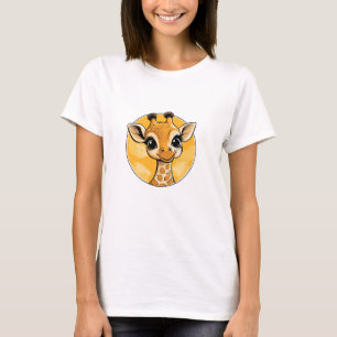 Niedliche Giraffe Zeichnend Cartoon Stil T-Shirt