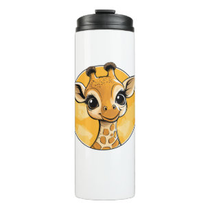 Niedliche Giraffe Zeichnend Cartoon Stil Thermosbecher