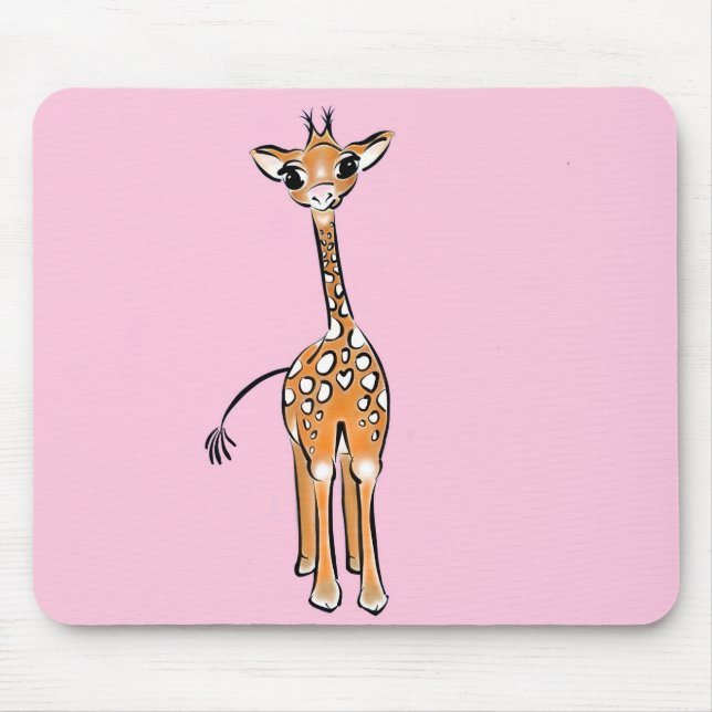 Niedliche Giraffe zeichnend Rosa Mousepad (Vorne)