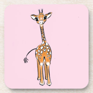 Niedliche Giraffe zeichnend Rosa Untersetzer