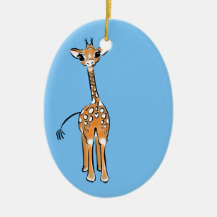 Niedliche Giraffe zeichnend Safaritiere blau Keramikornament