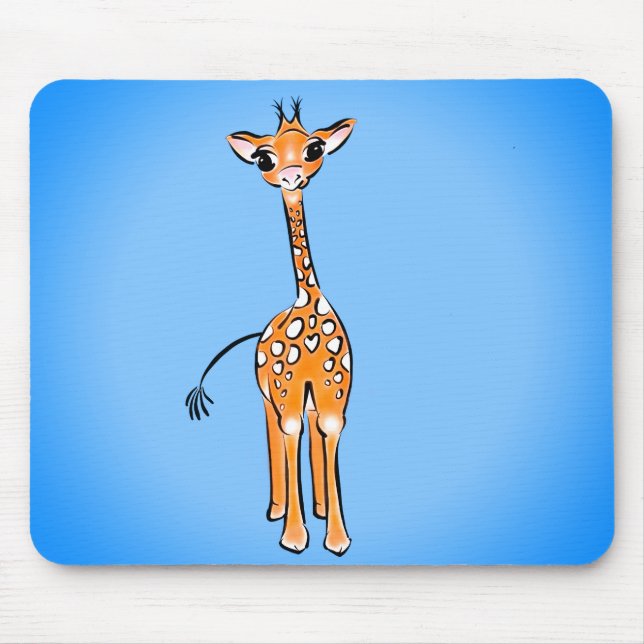 Niedliche Giraffe zeichnend Safaritiere blau Mousepad (Vorne)