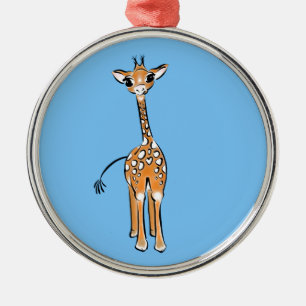 Niedliche Giraffe zeichnend Safaritiere blau Ornament Aus Metall