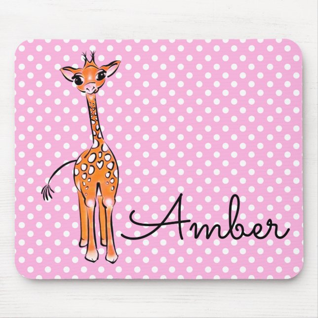 Niedliche Giraffe zeichnend Safaritiere Polka Punk Mousepad (Vorne)