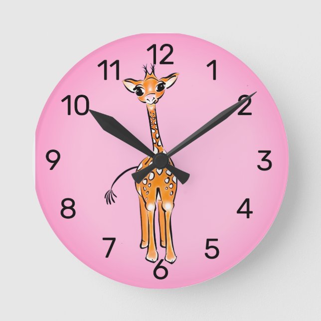 Niedliche Giraffe zeichnend, Safaritiere Runde Wanduhr (Vorderseite)