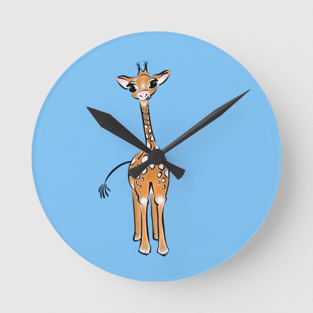 Niedliche Giraffe zeichnend, Safaritiere Runde Wanduhr (Vorderseite)
