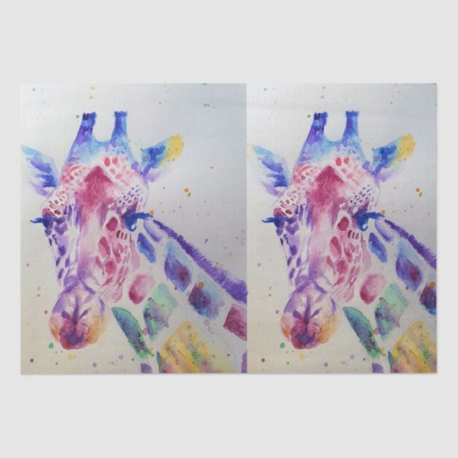 Niedliche Giraffe Zoo Tiermuster Wasserfarbe Seidenpapier (Vorderseite)