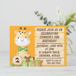 Niedliche Giraffe zum Geburtstag von Kleinkindern Einladung
