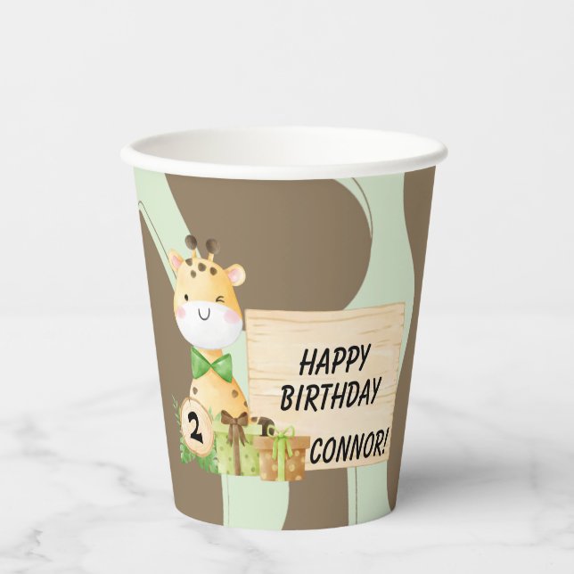 Niedliche Giraffe zum Geburtstag von Kleinkindern Pappbecher (Vorderseite)