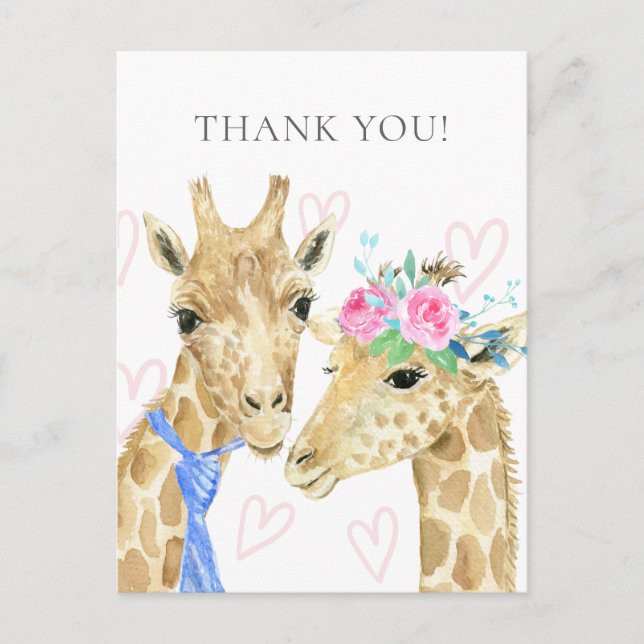 Niedliche Giraffe zum Thema danke Postkarte (Vorderseite)