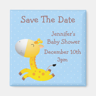 Niedliche Giraffen-Blau-Save the Date Baby-Dusche Magnet