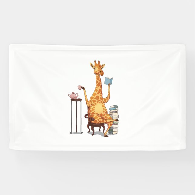Niedliche Giraffen, Bücher und Teegeschenke Banner (Horizontal)